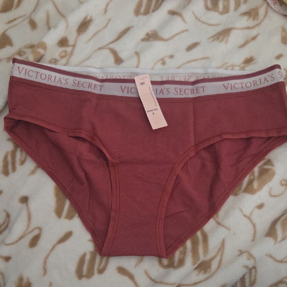 Victoria's Secret Rosewood Bikini Panty with Pink Waistband